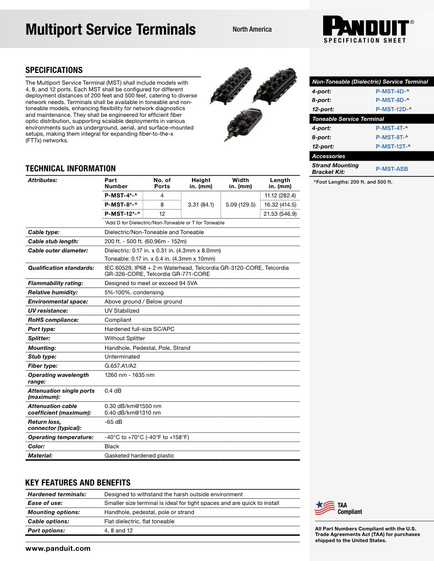 Panduit 111437712 cut sheet — first page