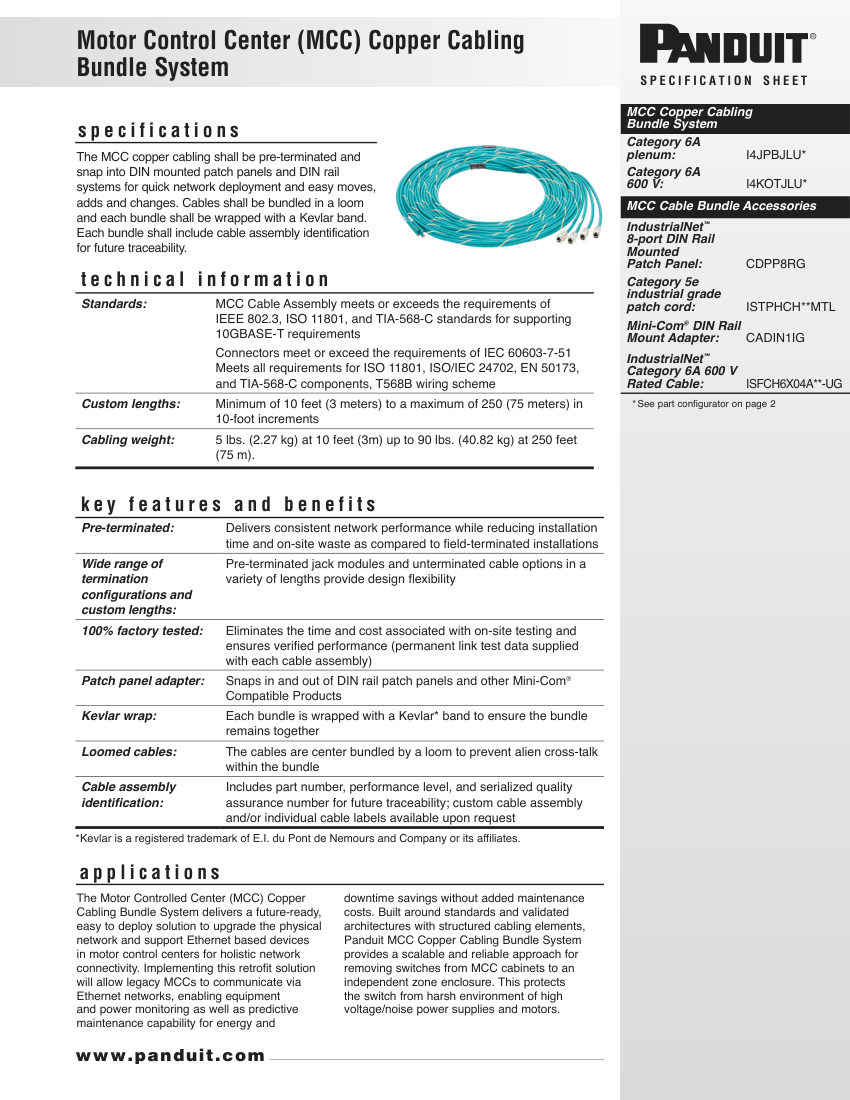 Panduit 14 cut sheet — first page