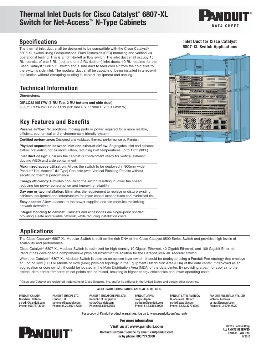 Panduit 6807-XL cut sheet — first page