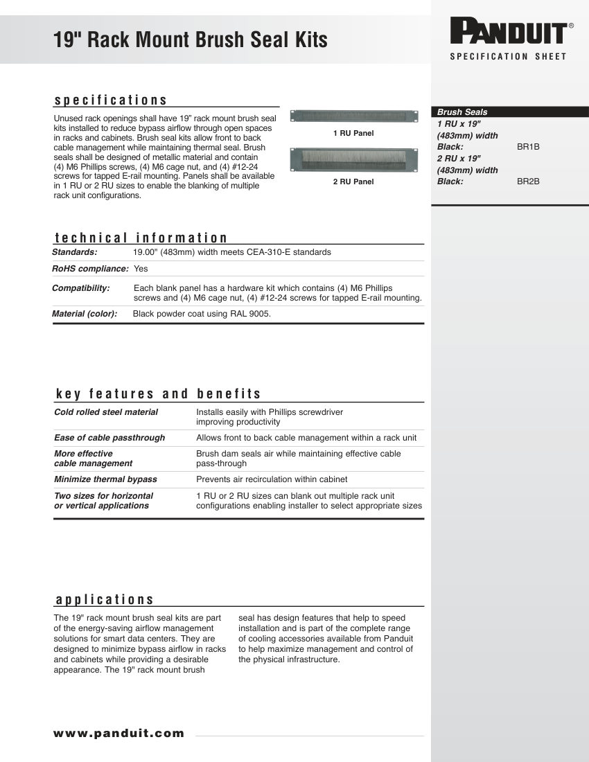 Panduit BR1B cut sheet — first page