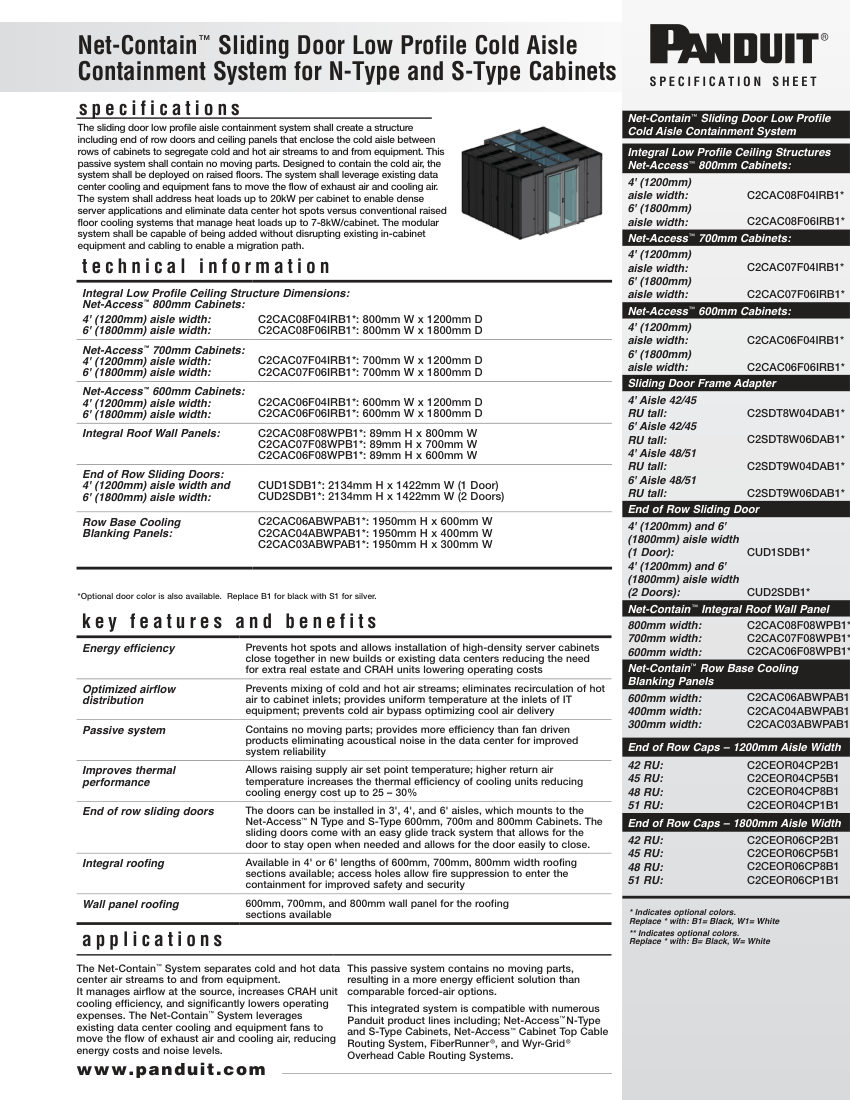 Panduit C2CAC cut sheet — first page