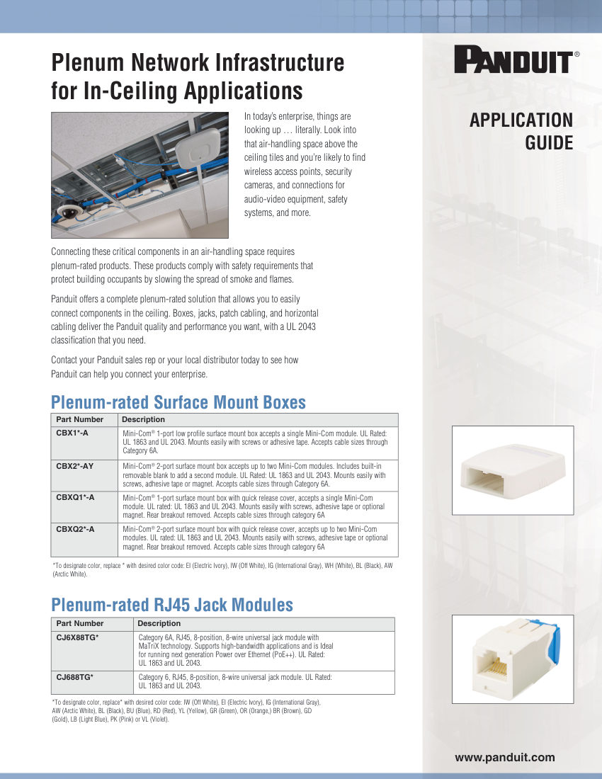 Panduit COAG01 cut sheet — first page