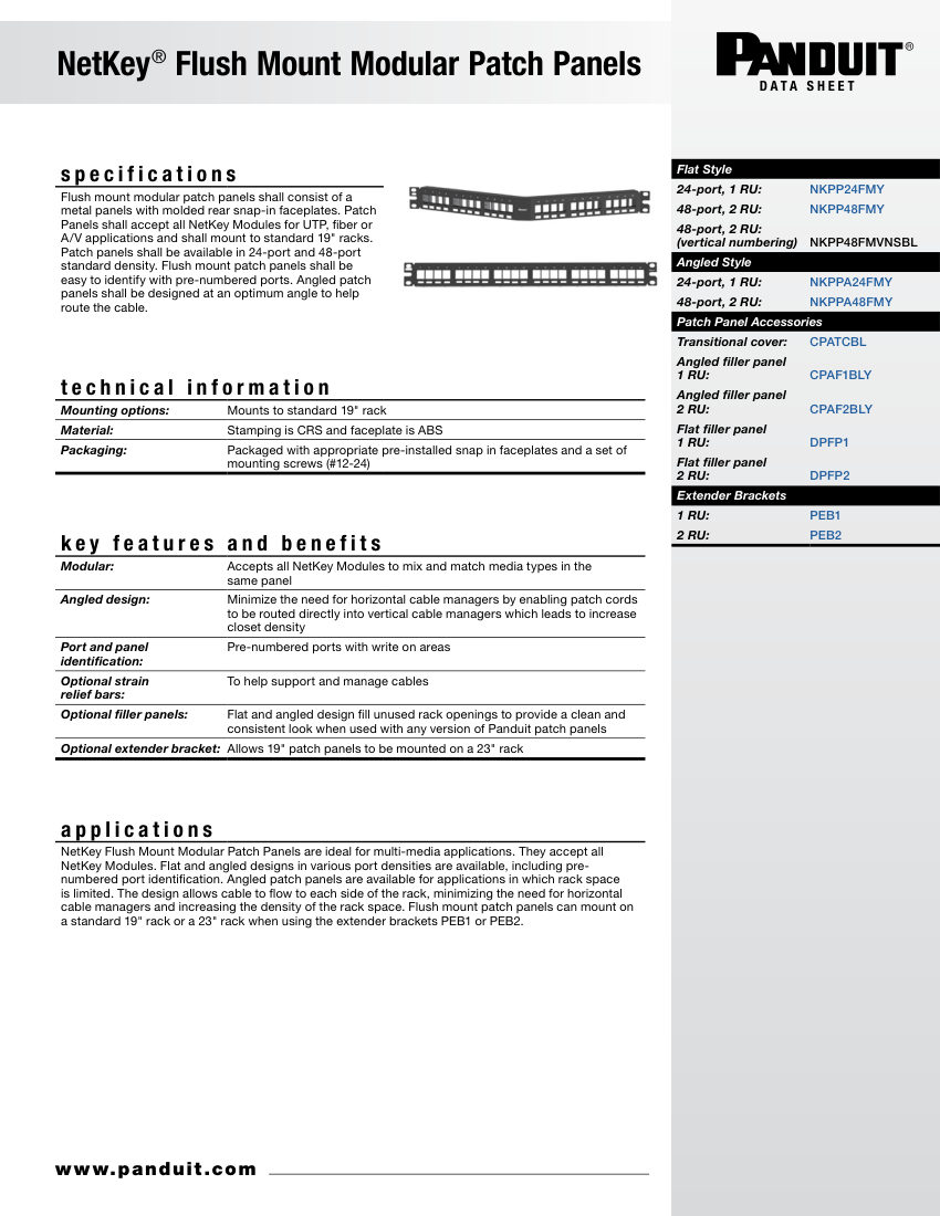 Panduit CODS4 cut sheet — first page