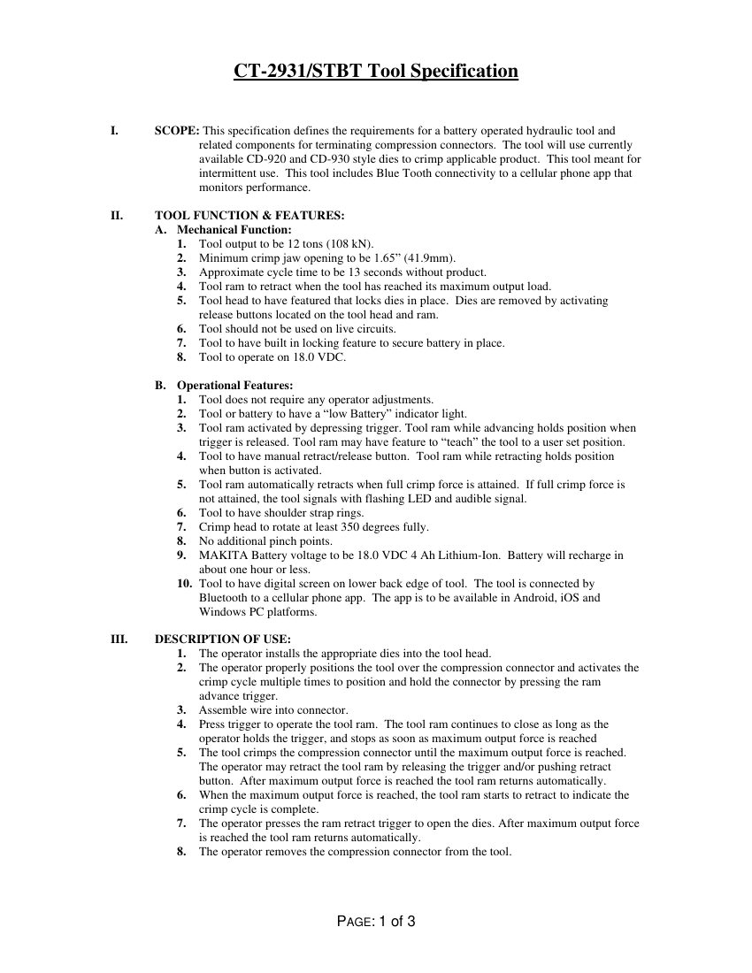 Panduit CT-2931 cut sheet — first page