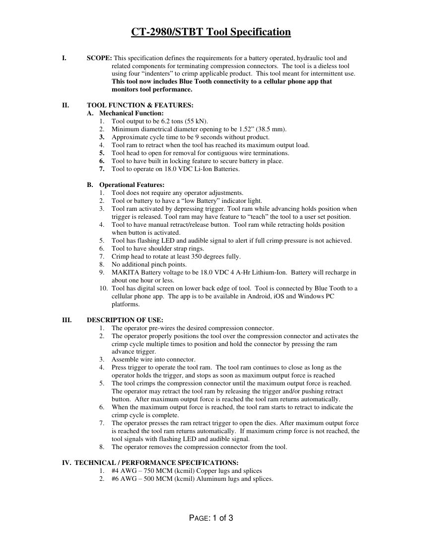 Panduit CT-2980 cut sheet — first page