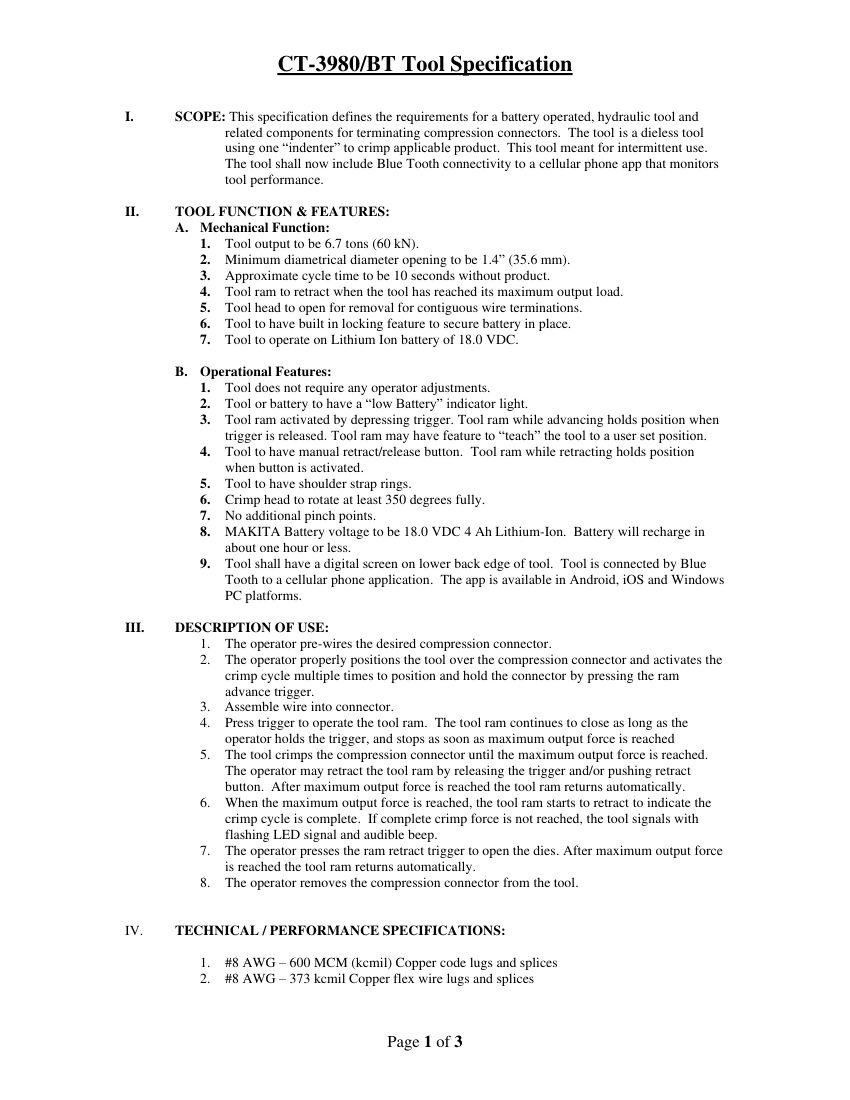 Panduit CT-3980 cut sheet — first page