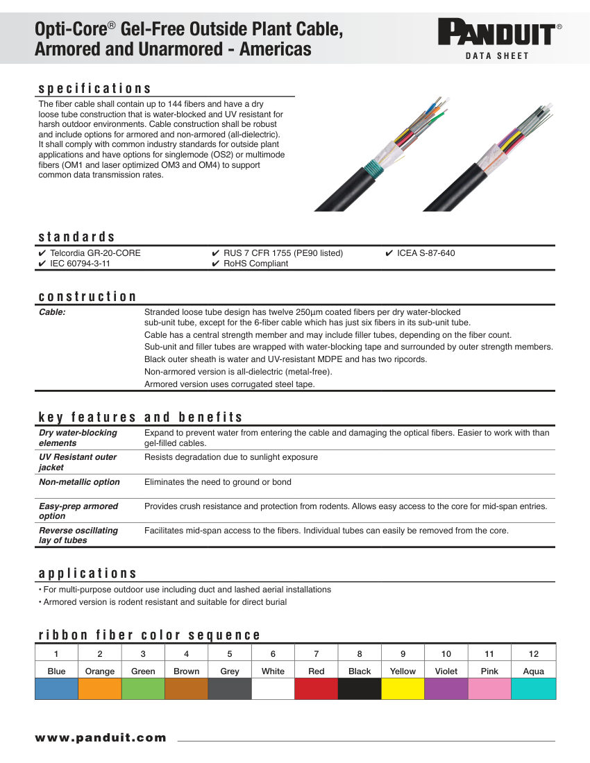 Panduit FBDS35--WW-ENG cut sheet — first page