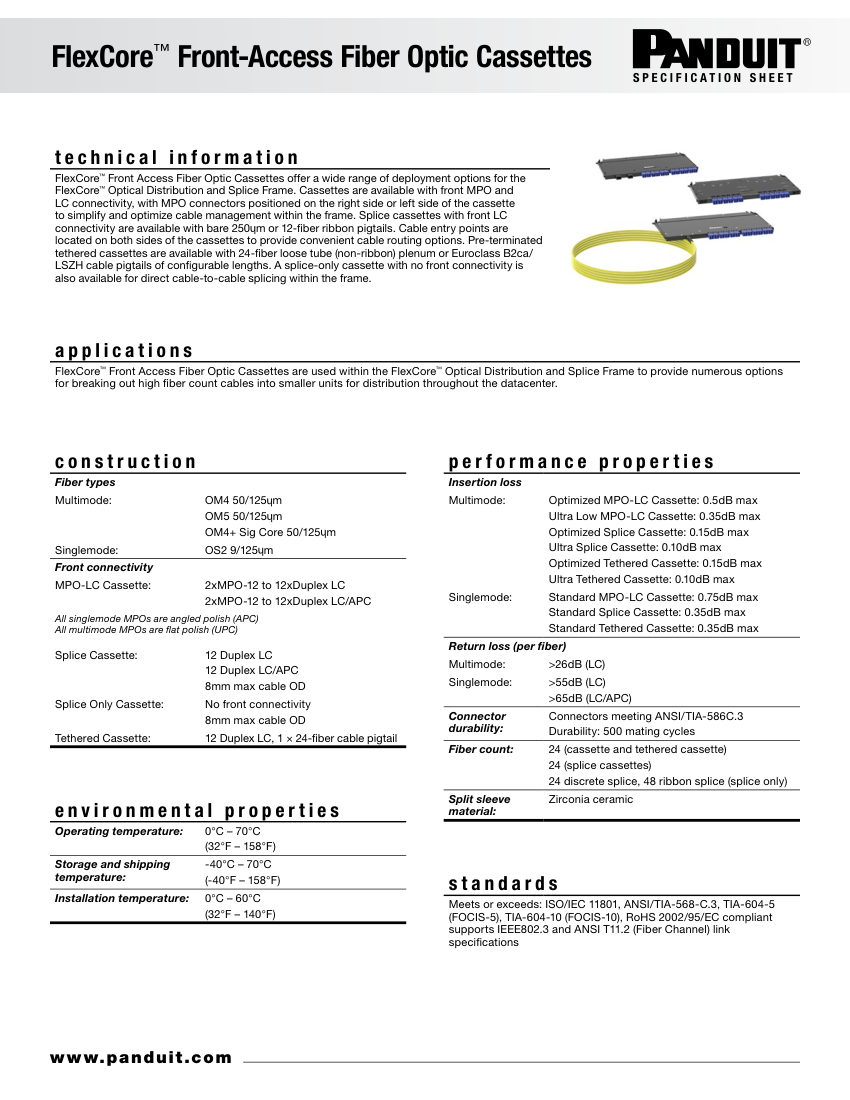 Panduit FBSP209--WW-ENG cut sheet — first page