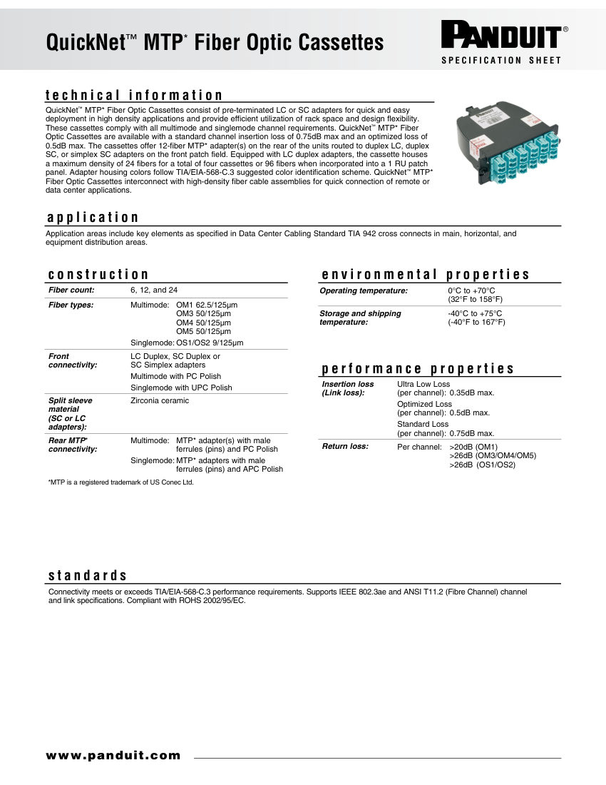 Panduit FBSP71 cut sheet — first page