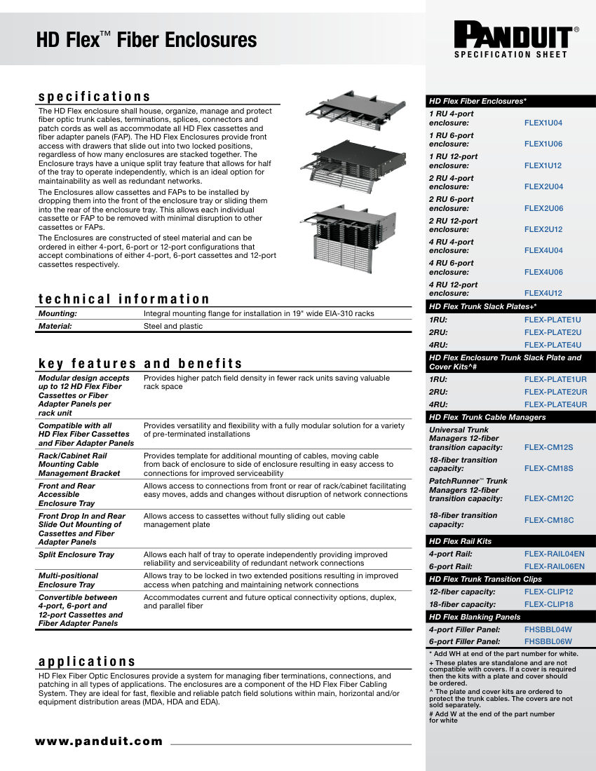 Panduit FLEX1U04 cut sheet — first page