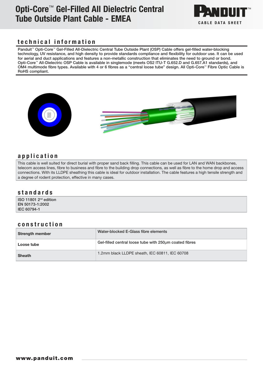 Panduit FPUN906 cut sheet — first page