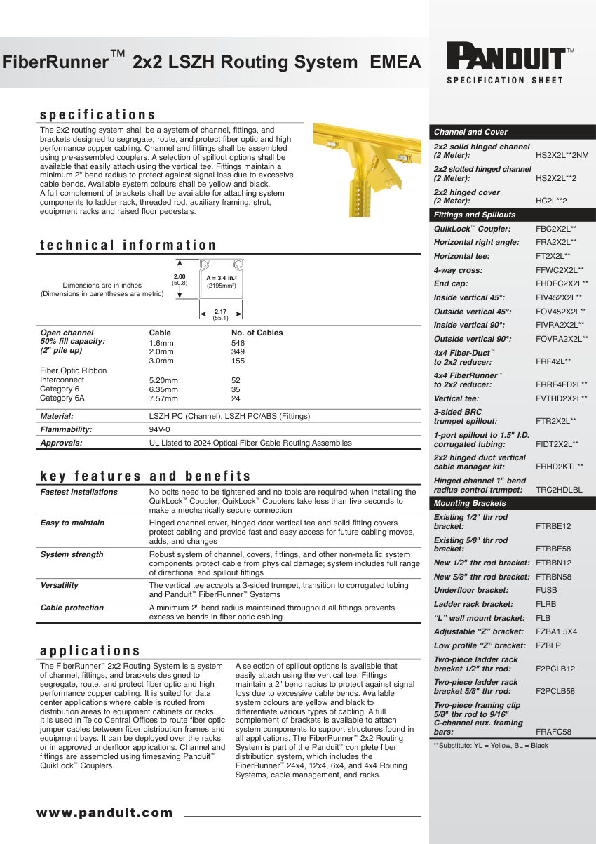 Panduit FRSP23--WW-UKE cut sheet — first page