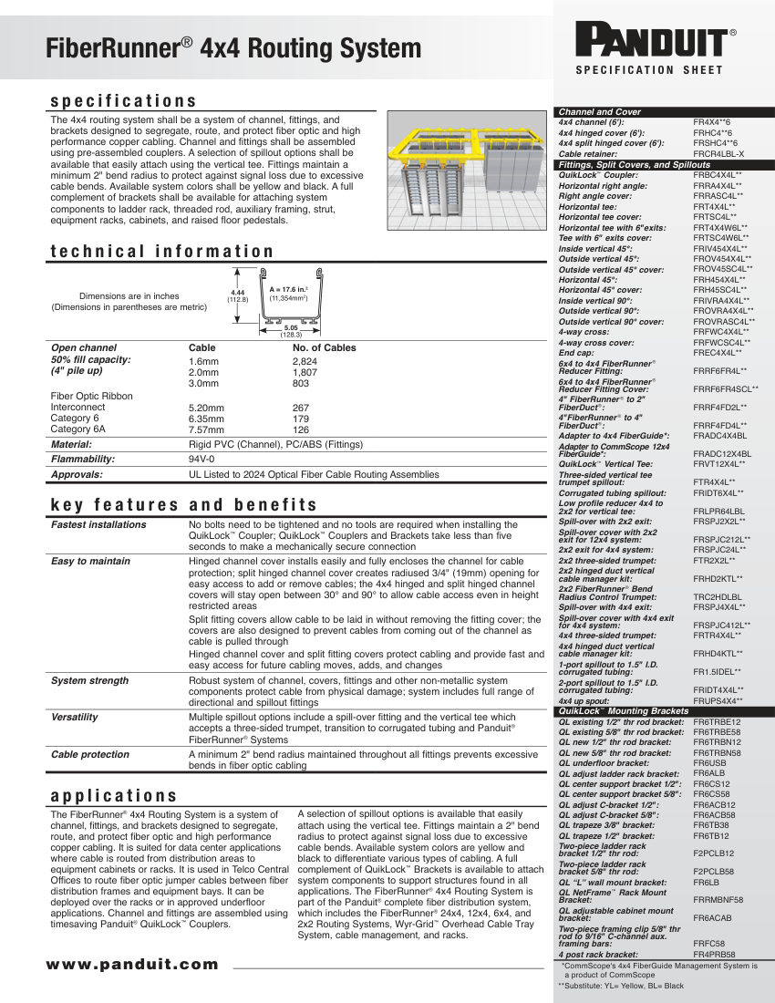 Panduit FRSP27--WW-ENG cut sheet — first page