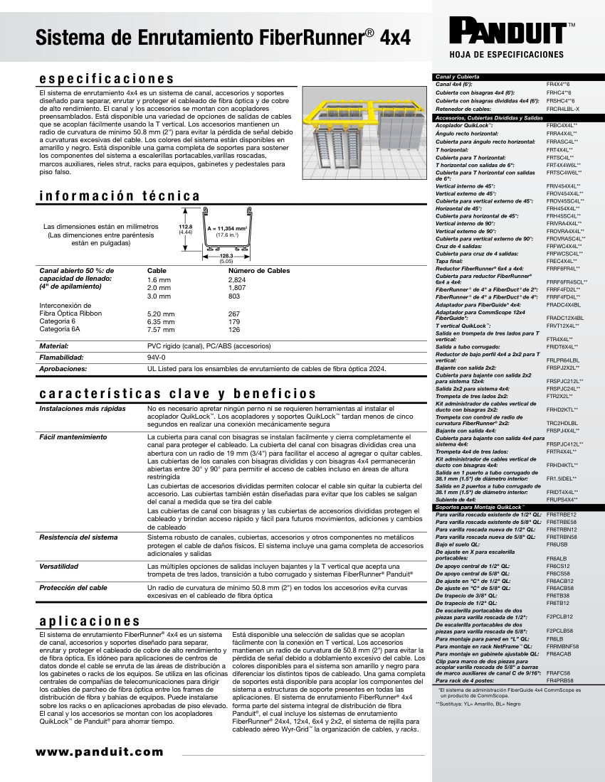 Panduit FRSP27 cut sheet — first page