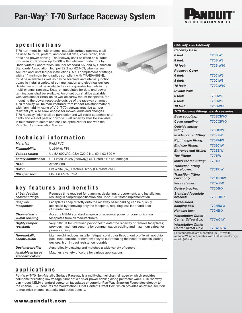 Panduit FRSP34 cut sheet — first page