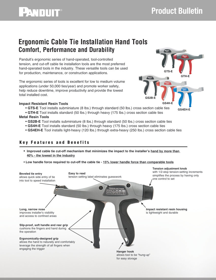 Panduit GS2B-E cut sheet — first page