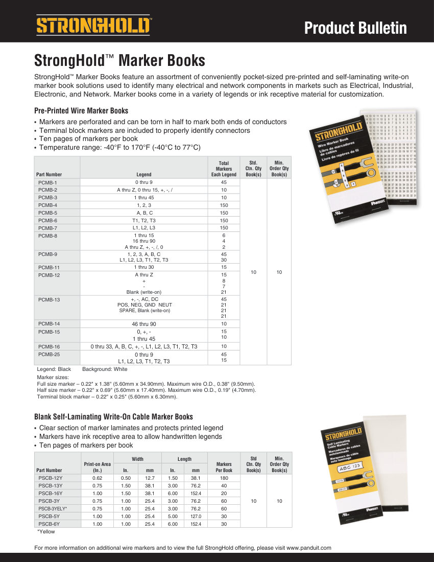 Panduit PCMB-1 cut sheet — first page