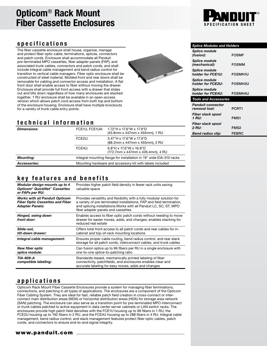 Panduit RKSP201-WW-ENG cut sheet — first page