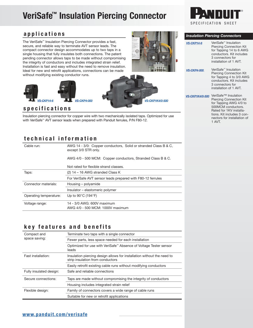 Panduit SFSP13--WW-ENG cut sheet — first page