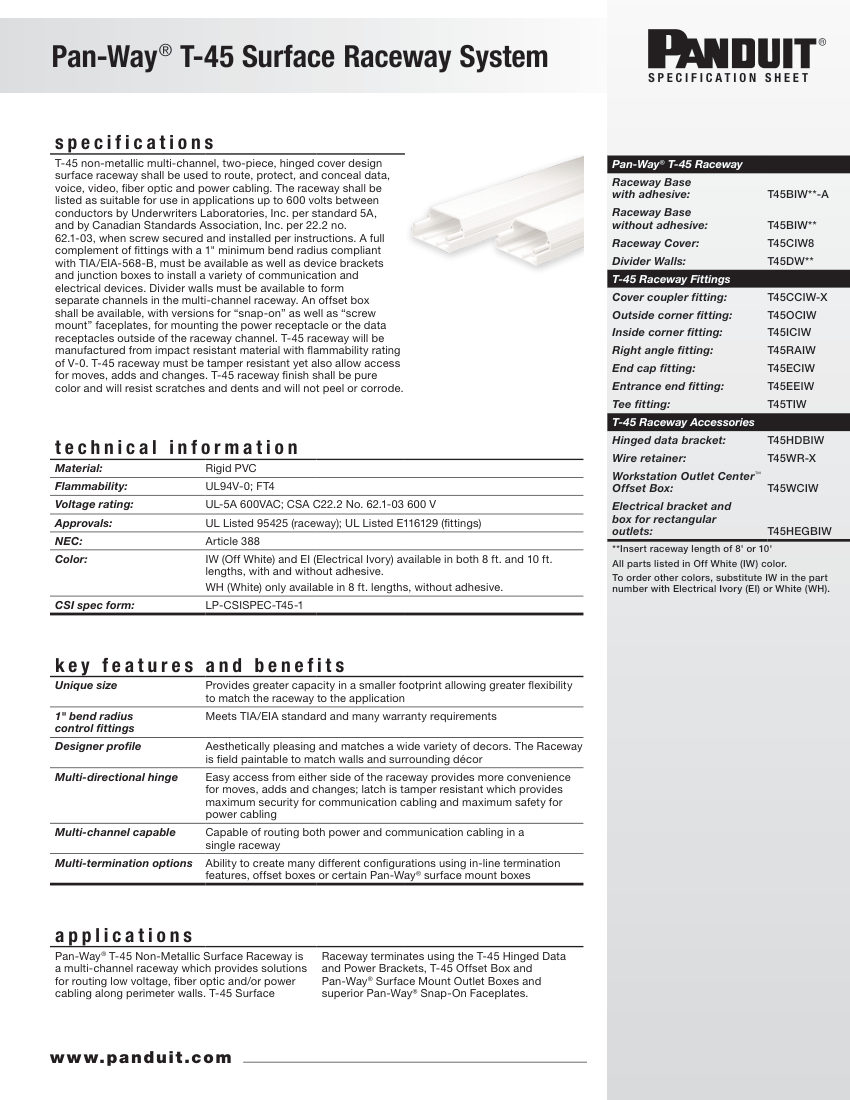 Panduit SRSP24--WW-ENG cut sheet — first page