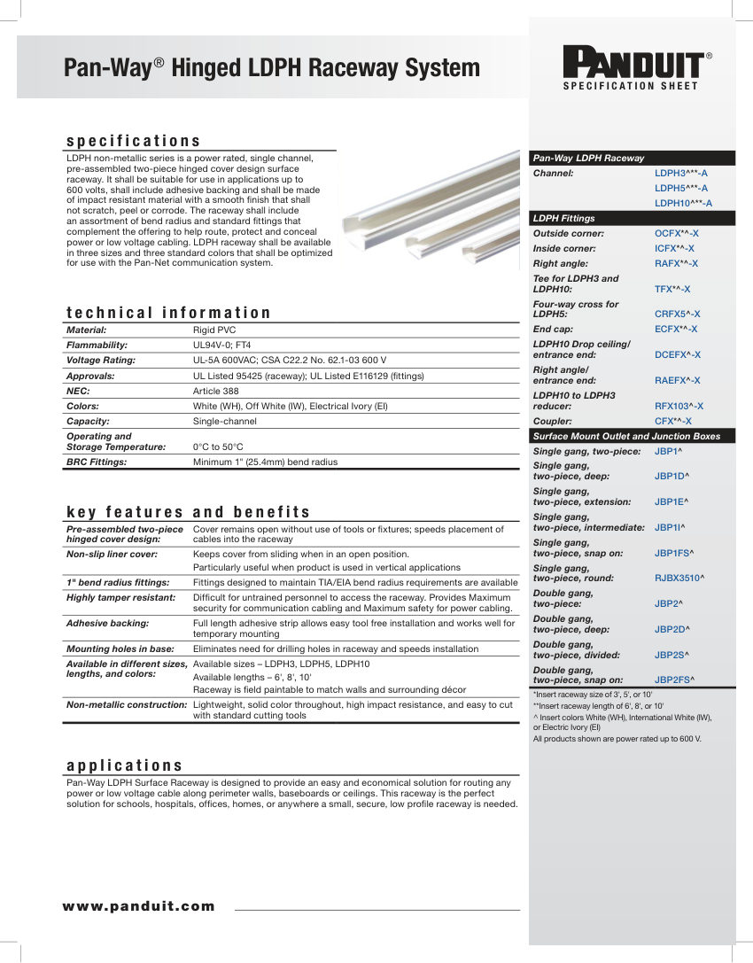 Panduit SRSP30-WW-ENG cut sheet — first page