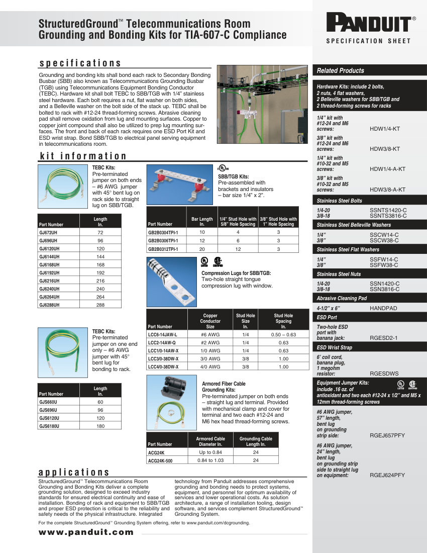 Panduit TIA-607-C cut sheet — first page