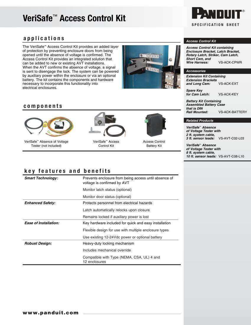 Panduit VS-AVT-C02-L03 cut sheet — first page