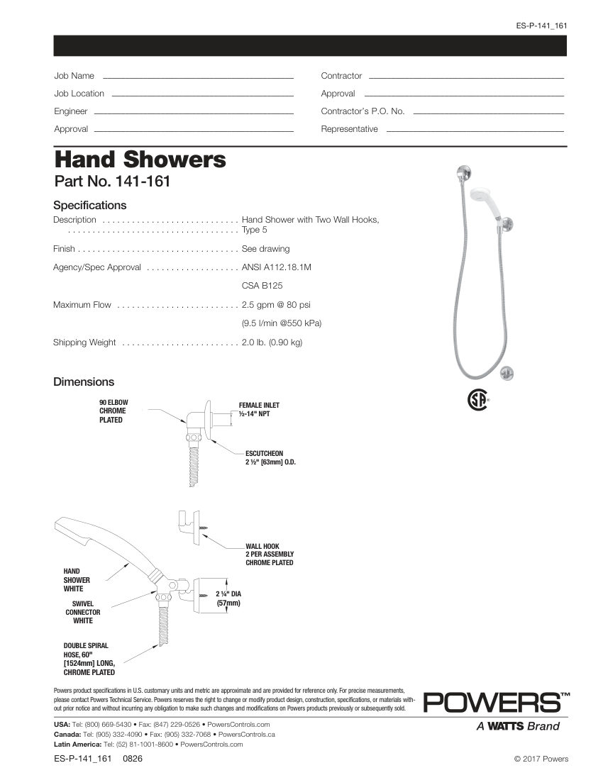 Powers 141-161 cut sheet — first page