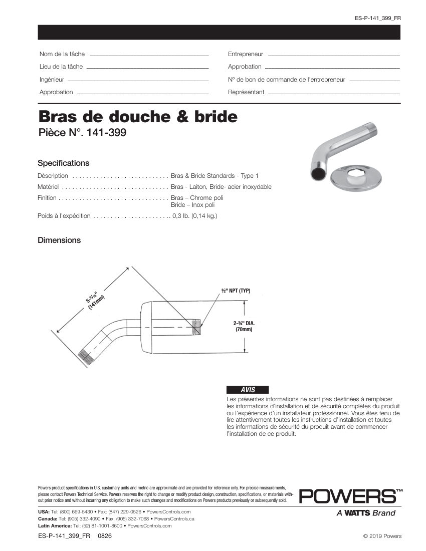 Powers 141-399 cut sheet — first page