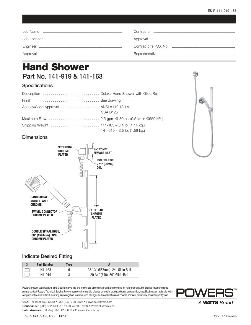 Powers 141-919 cut sheet — first page