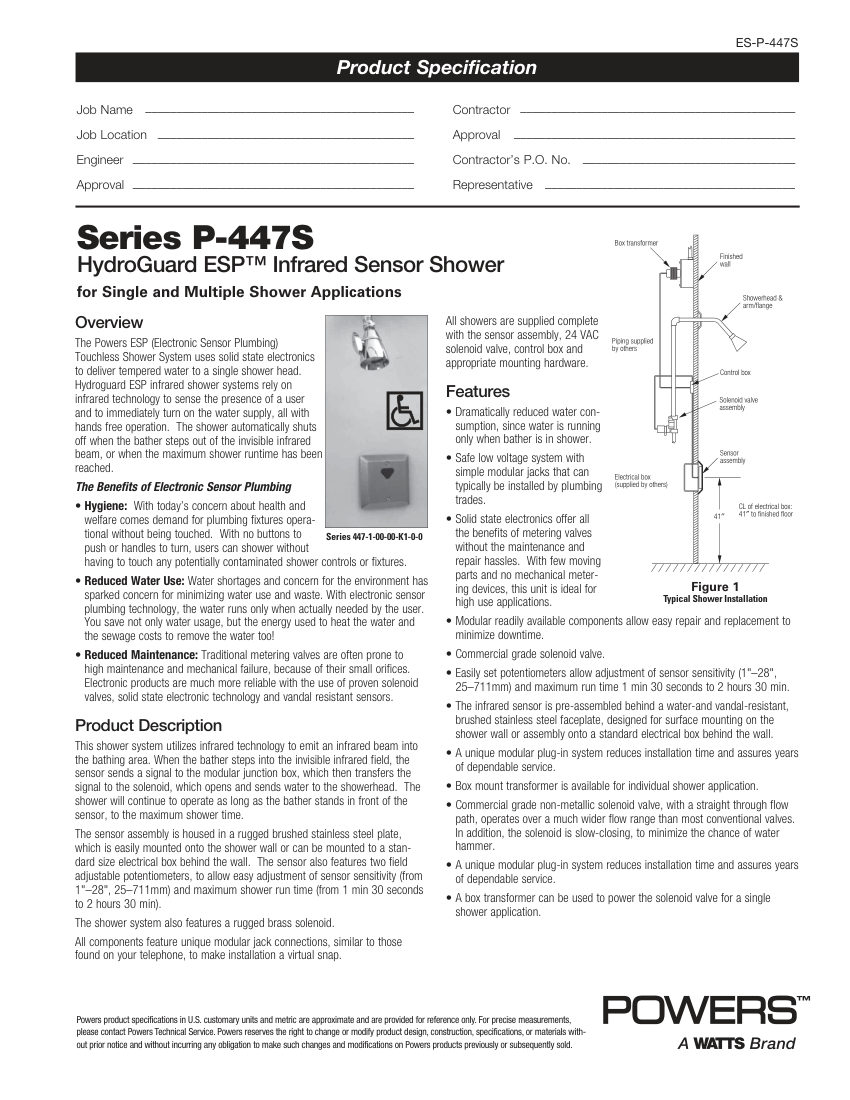 Powers 447 cut sheet — first page