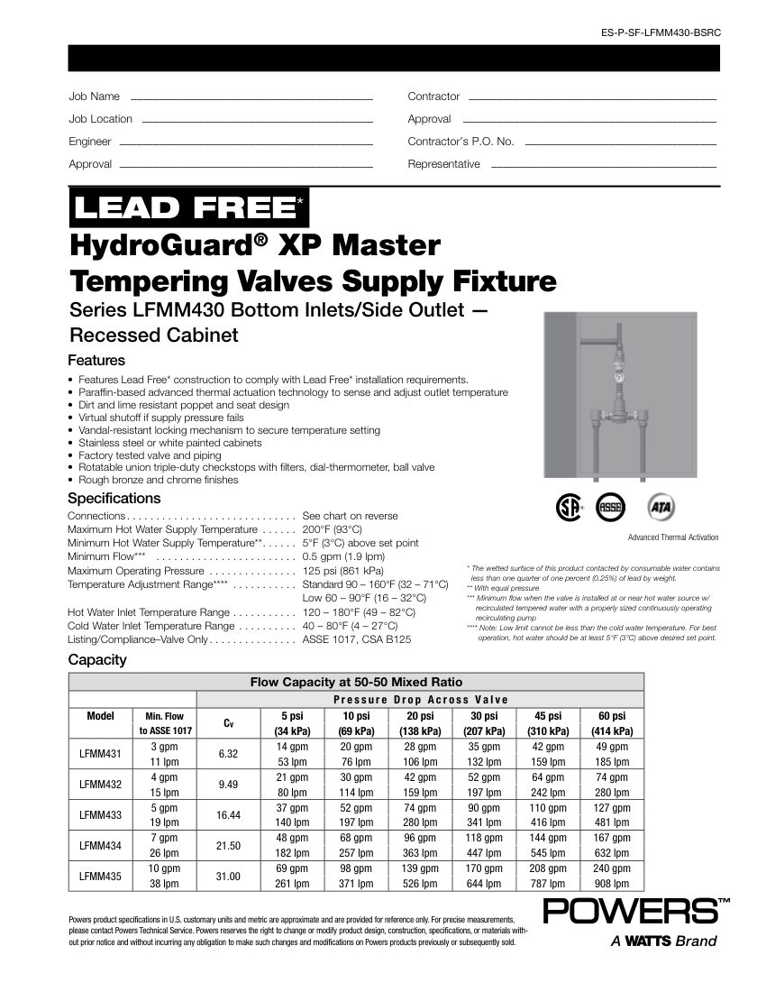 Powers LFMM-431 cut sheet — first page