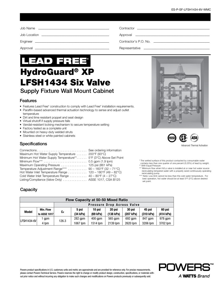 Powers LFSH14346 cut sheet — first page
