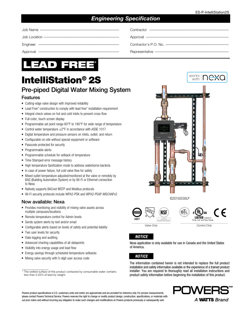 Powers Powers IntelliStation 2S cut sheet — first page