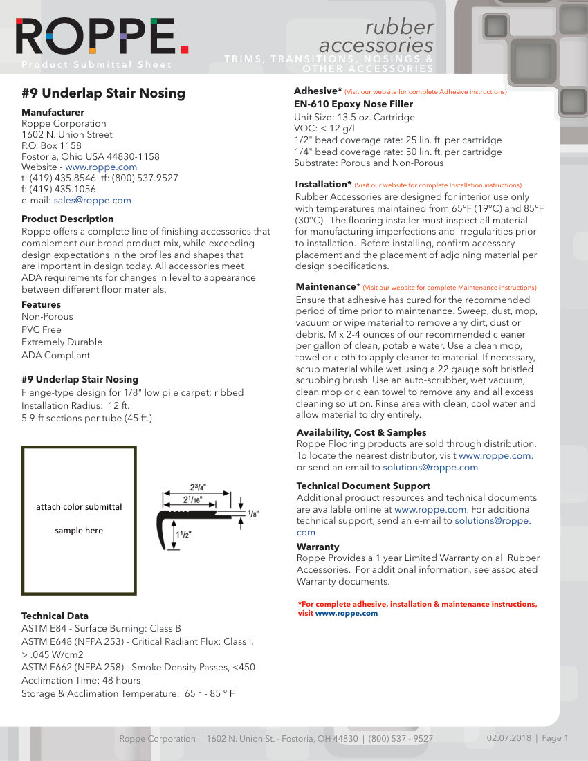 Roppe 09STAIRNOSING cut sheet — first page