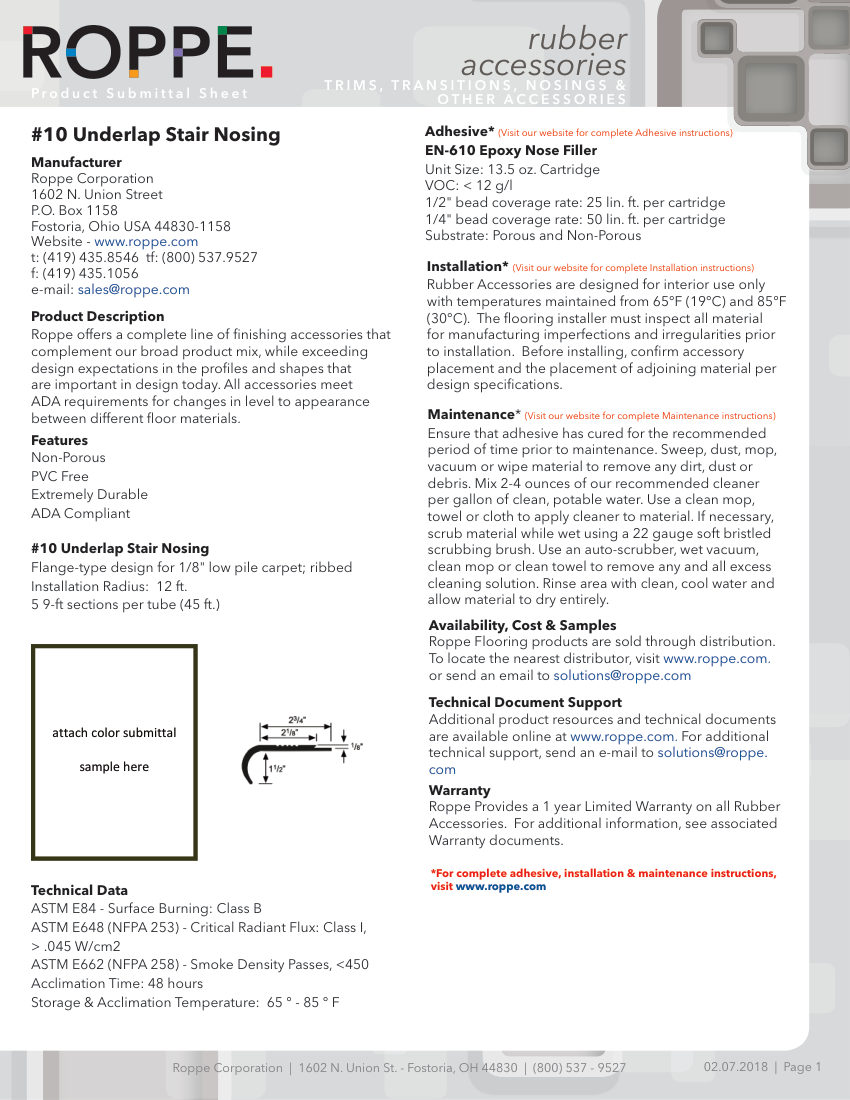Roppe 10STAIRNOSING cut sheet — first page