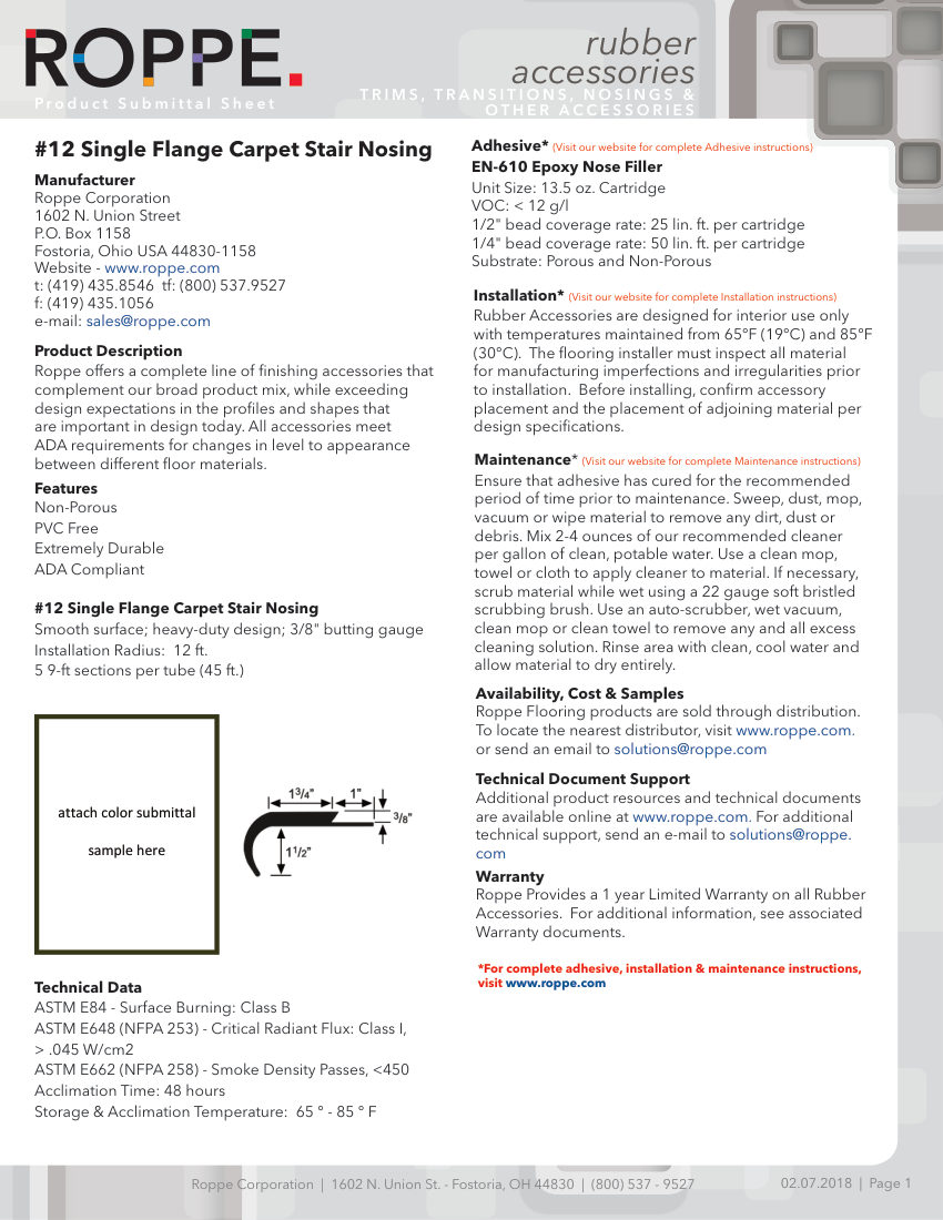 Roppe 12STAIRNOSING cut sheet — first page