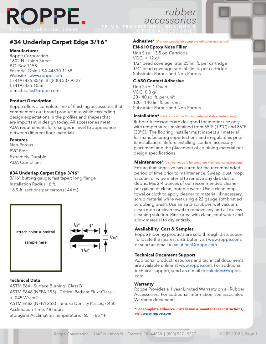 Roppe 34EDGEGUARD cut sheet — first page