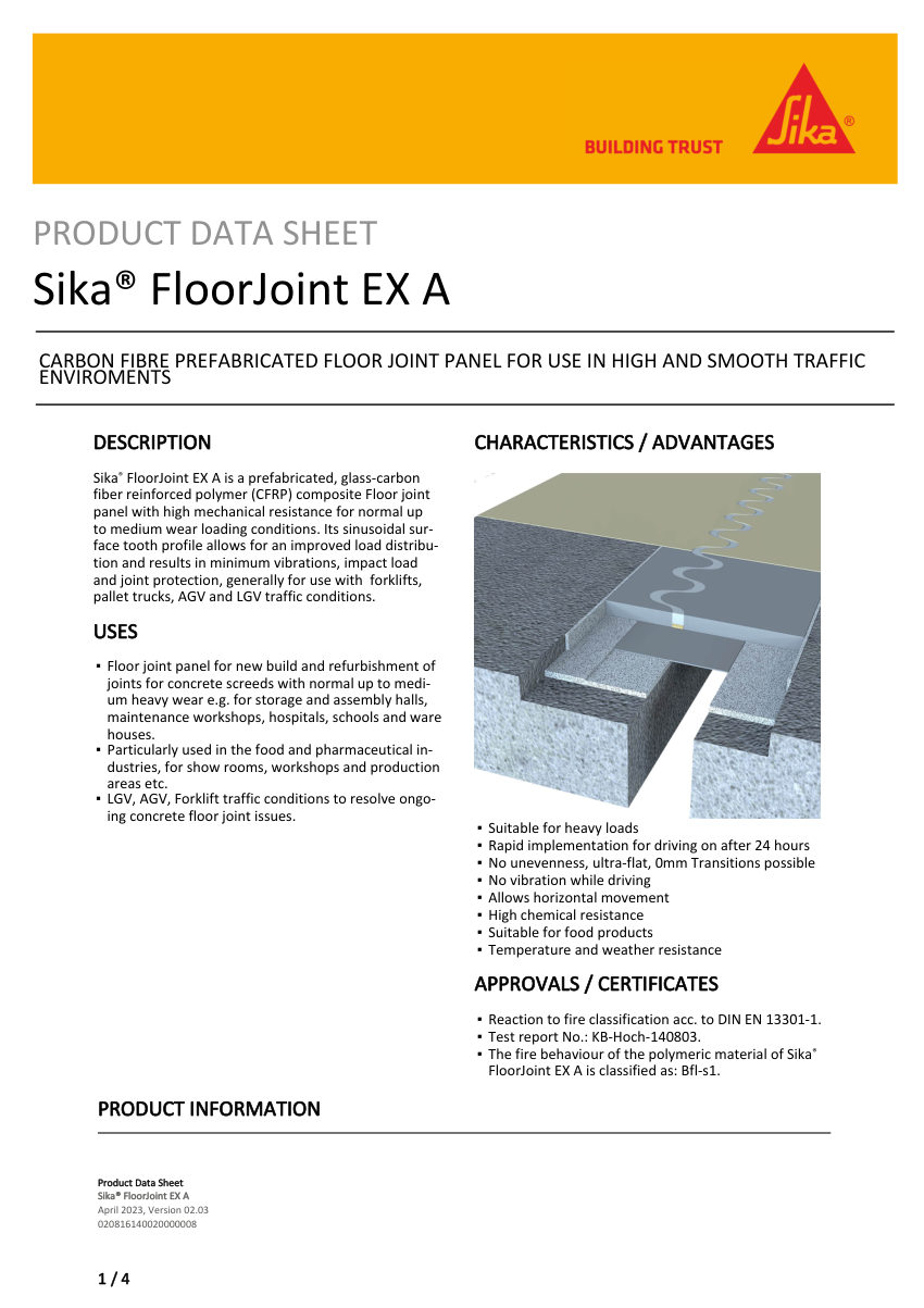 Sika Sika® FloorJoint EX A cut sheet — first page