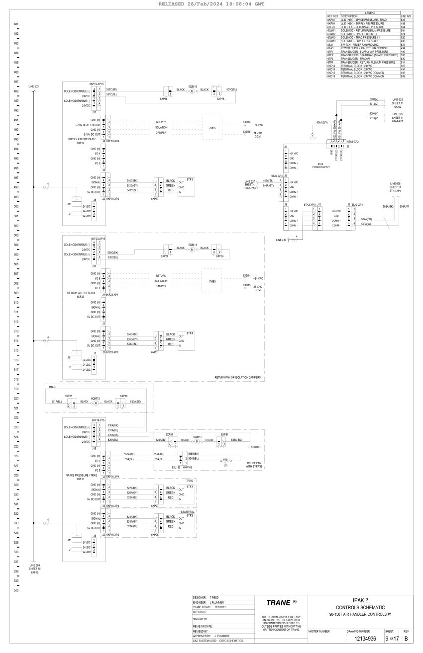 Trane 12134936-B cut sheet — first page
