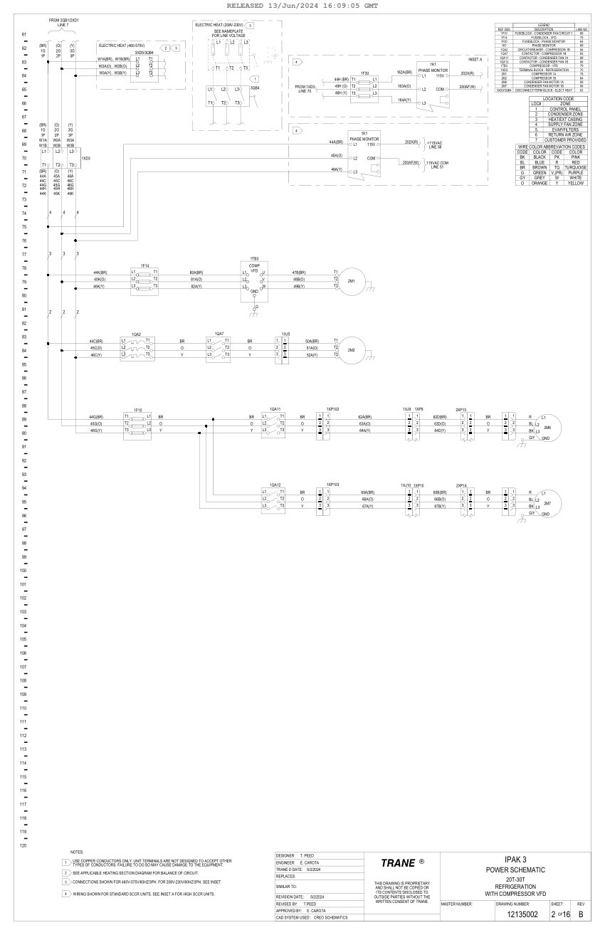 Trane 12135002B cut sheet — first page