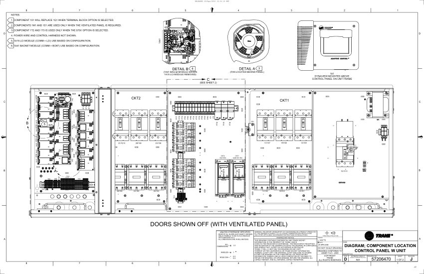 Trane 5720-6470J cut sheet — first page