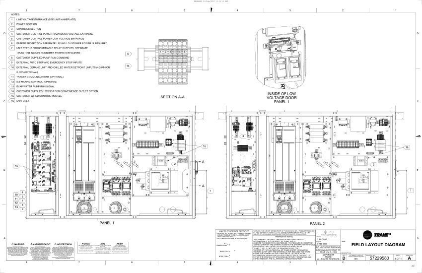 Trane 5722-9580A cut sheet — first page