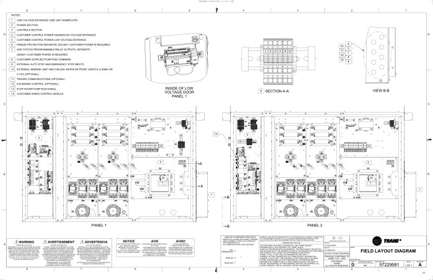 Trane 5722-9581A cut sheet — first page