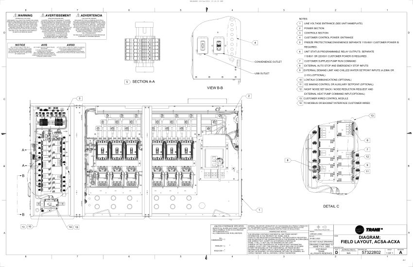 Trane 5732-2802A cut sheet — first page