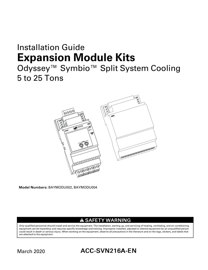 Trane ACC-SVN216A-EN cut sheet — first page