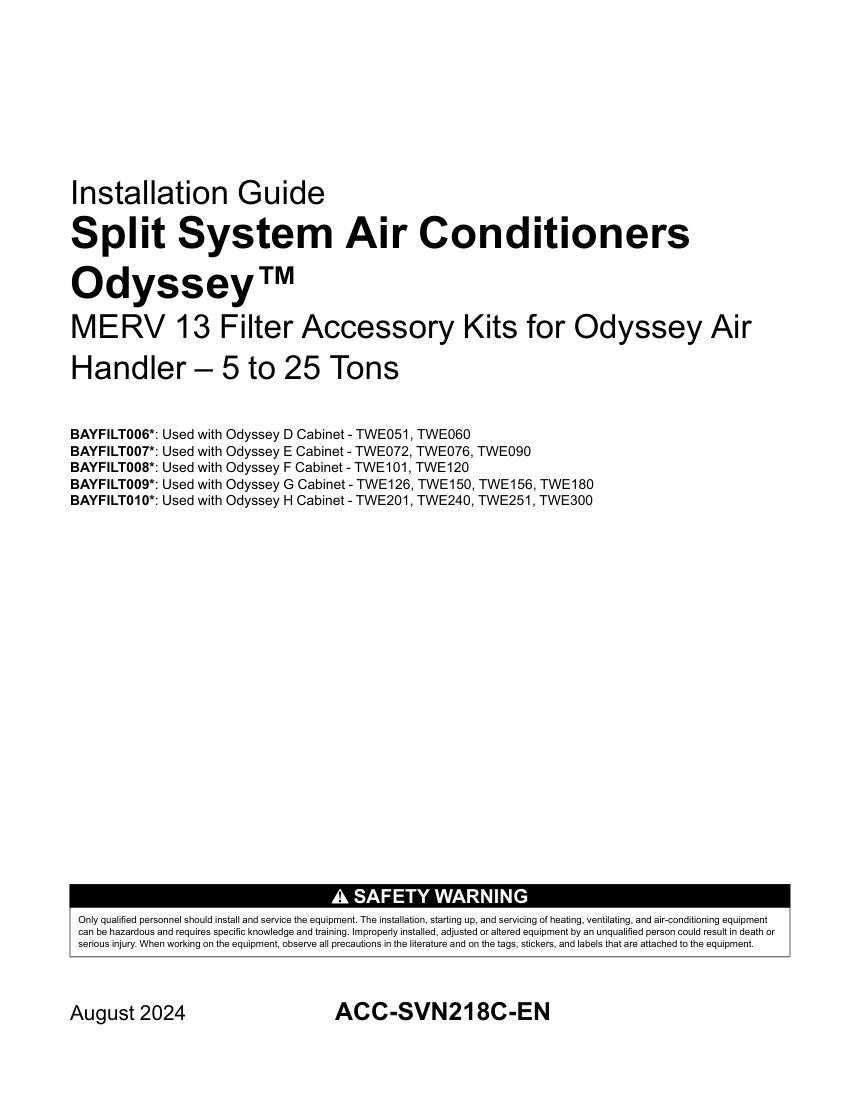 Trane ACC-SVN218C-EN cut sheet — first page