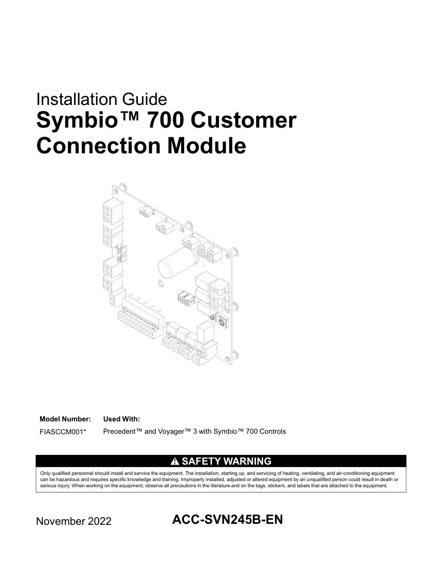 Trane ACC-SVN245B-EN cut sheet — first page