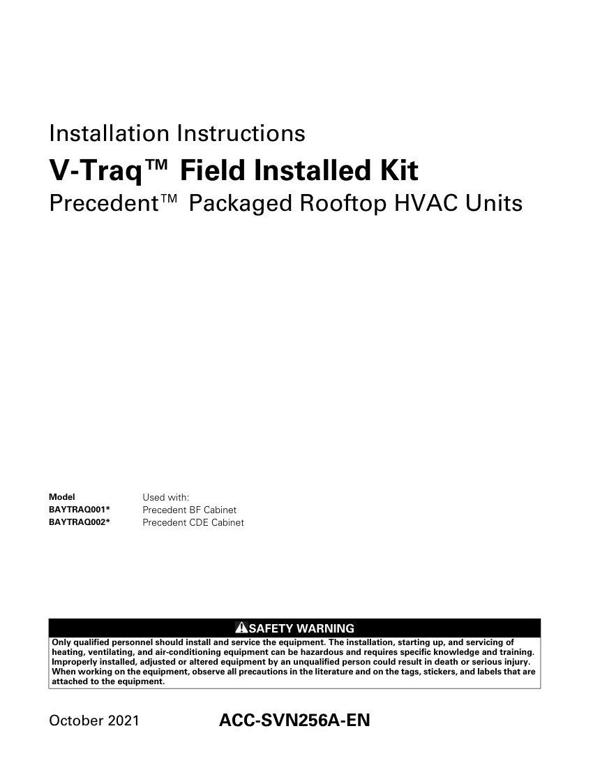 Trane ACC-SVN256A-EN cut sheet — first page