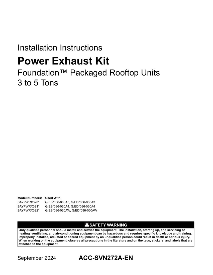Trane ACC-SVN272A-EN cut sheet — first page